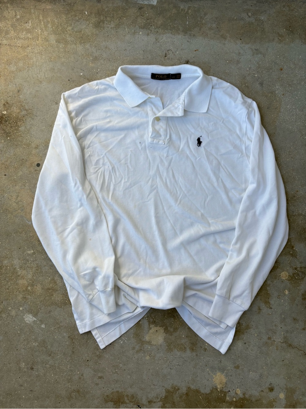 Ralph Lauren White Long-Sleeve Polo with Navy Pony